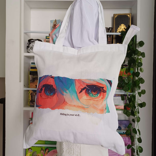 Kyi Su Collab [Hiding in Your Wi-Fi ] / Miku Fanmade Art Canvass Tote Bag with Zipper