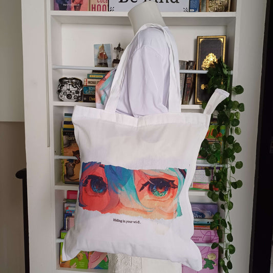 Kyi Su Collab [Hiding in Your Wi-Fi ] / Miku Fanmade Art Canvas Tote Bag with Zipper