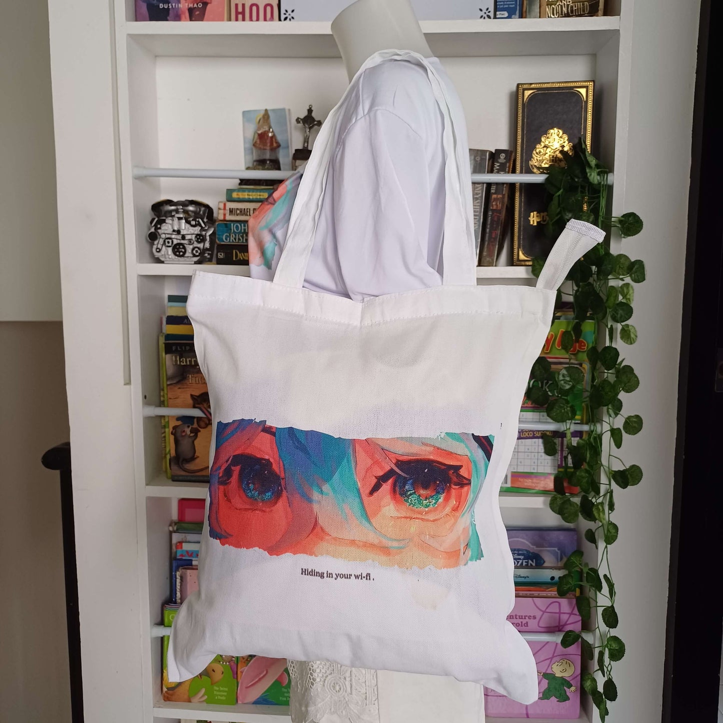 Kyi Su Collab [Hiding in Your Wi-Fi ] / Miku Fanmade Art Canvas Tote Bag with Zipper