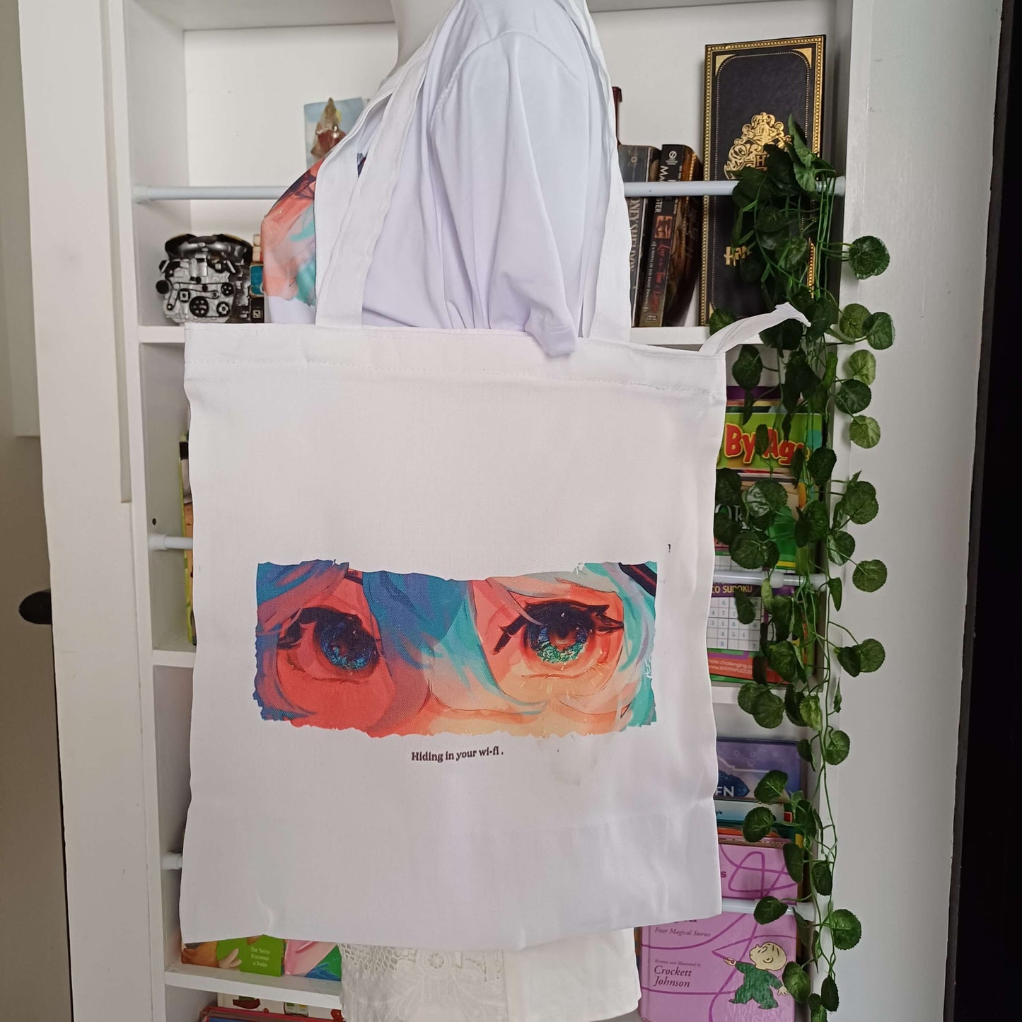 Kyi Su Collab [Hiding in Your Wi-Fi ] / Miku Fanmade Art Canvas Tote Bag with Zipper