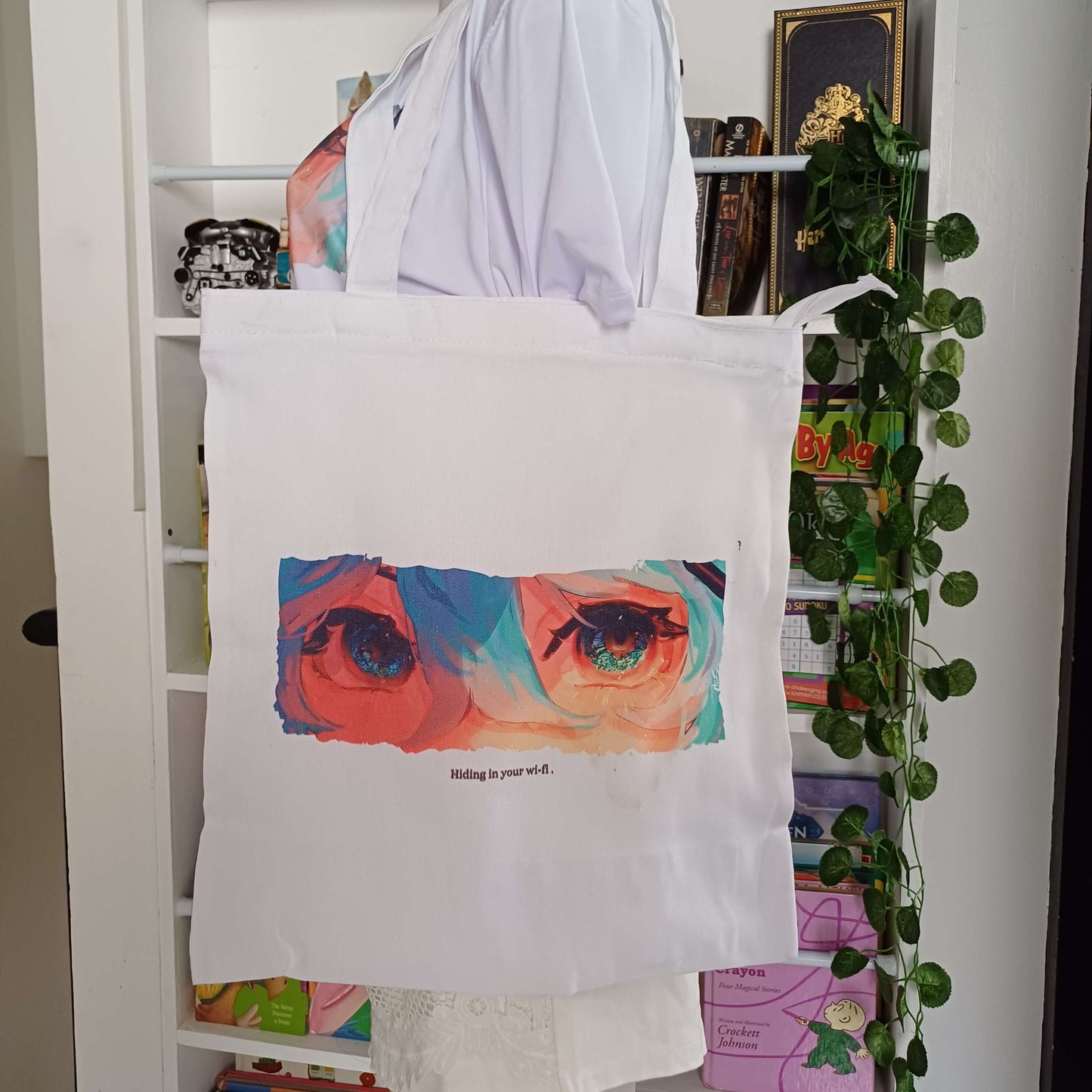 Kyi Su Collab [Hiding in Your Wi-Fi ] / Miku Fanmade Art Canvas Tote Bag with Zipper