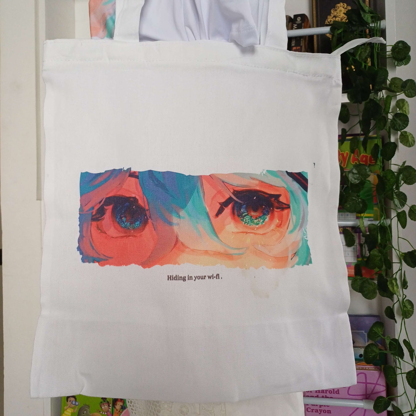 Kyi Su Collab [Hiding in Your Wi-Fi ] / Miku Fanmade Art Canvas Tote Bag with Zipper
