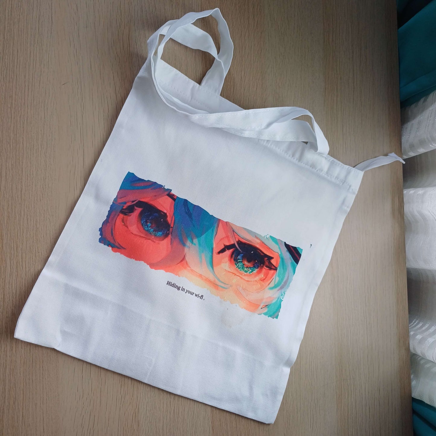 Kyi Su Collab [Hiding in Your Wi-Fi ] / Miku Fanmade Art Canvas Tote Bag with Zipper