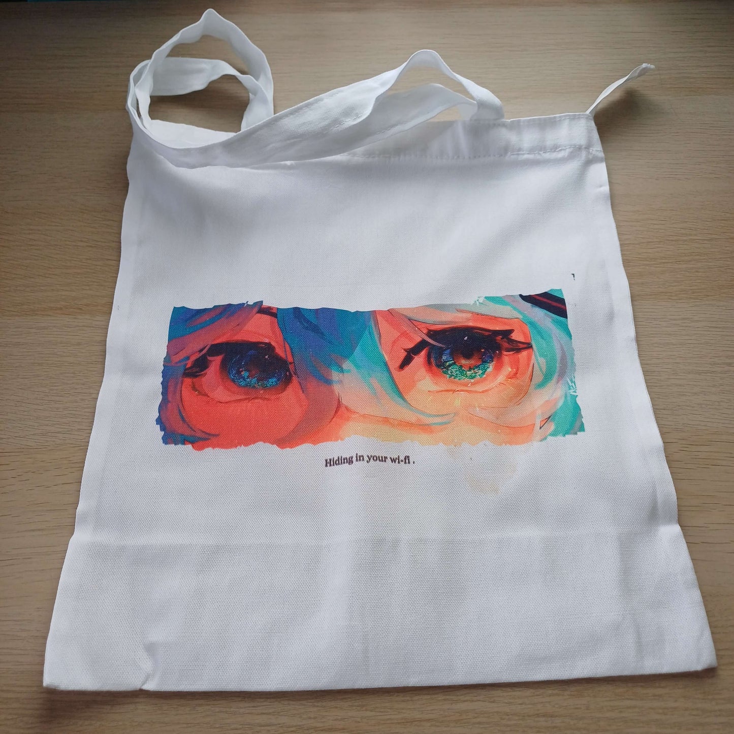 Kyi Su Collab [Hiding in Your Wi-Fi ] / Miku Fanmade Art Canvas Tote Bag with Zipper
