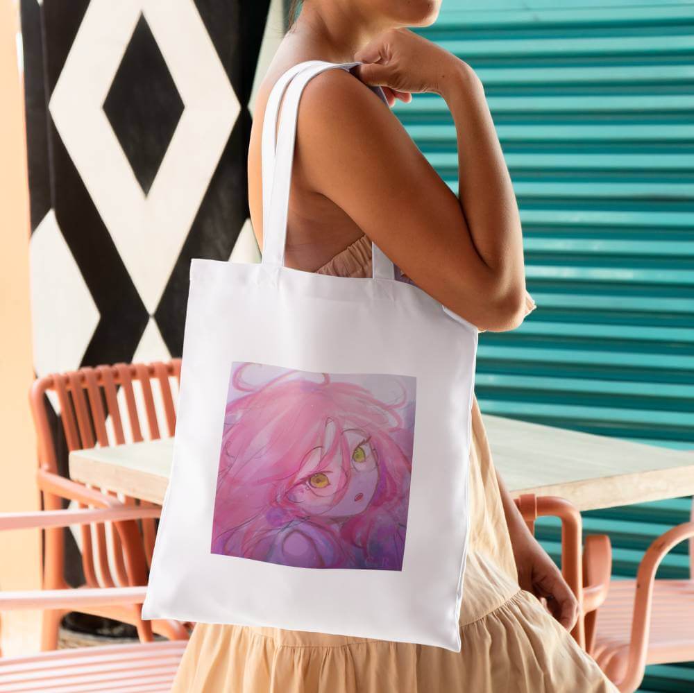 Kyi Su Collab Alien Stage MiziSua Fanmade Art Design Canvas Tote Bag with Zipper