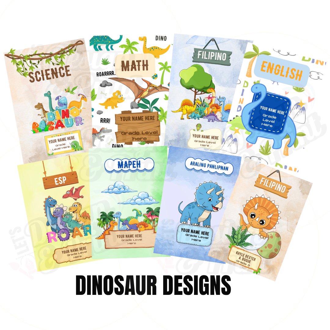 8 Pieces Personalized Notebook with Name | Animal Design Dinosaur Notebook Waterproof Cover