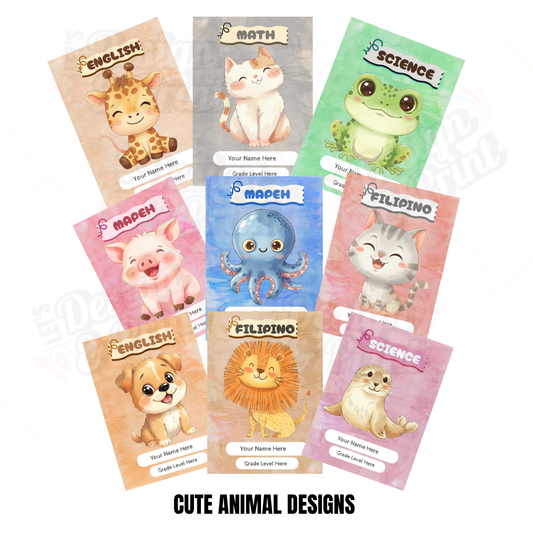 8 Pieces Personalized Notebook with Name | Animal Design Dinosaur Notebook Waterproof Cover