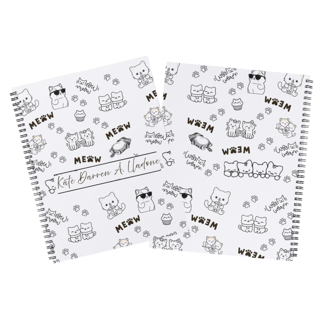Cute Cat Design Notebook | Personalized Student Notebook | Waterproof Cover | School Supplies