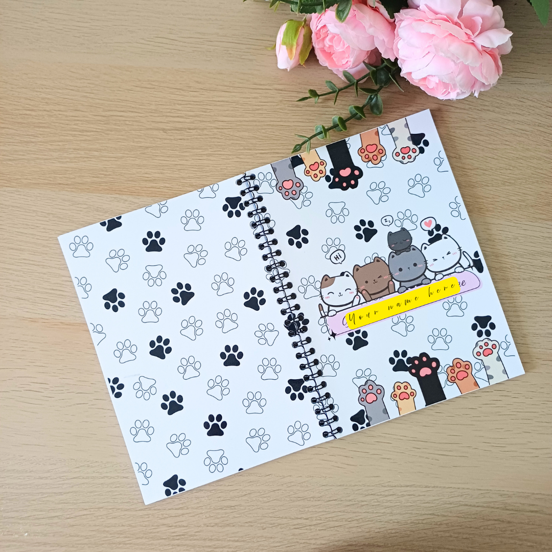 Cute Cat Design Notebook | Personalized Student Notebook | Waterproof Cover | School Supplies