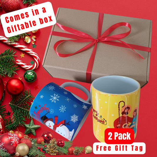 2Pack Christmas Mugs Collection 11oz Ceramic Mug Christmas Gift
