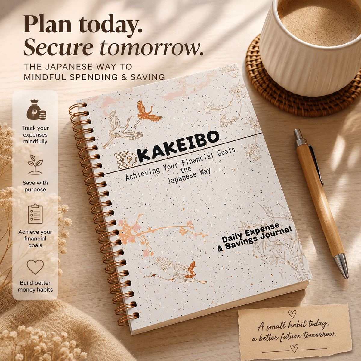 Kakeibo Expense Tracker & Savings Journal Budget Planner Notebook Financial Planner with Free Pen, Magnetic Bookmark and Magnetic Index tab