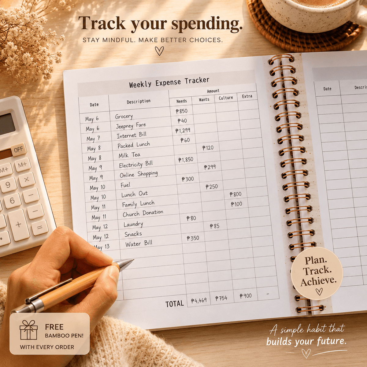 Kakeibo Expense Tracker & Savings Journal Budget Planner Notebook Financial Planner with Free Pen, Magnetic Bookmark and Magnetic Index tab