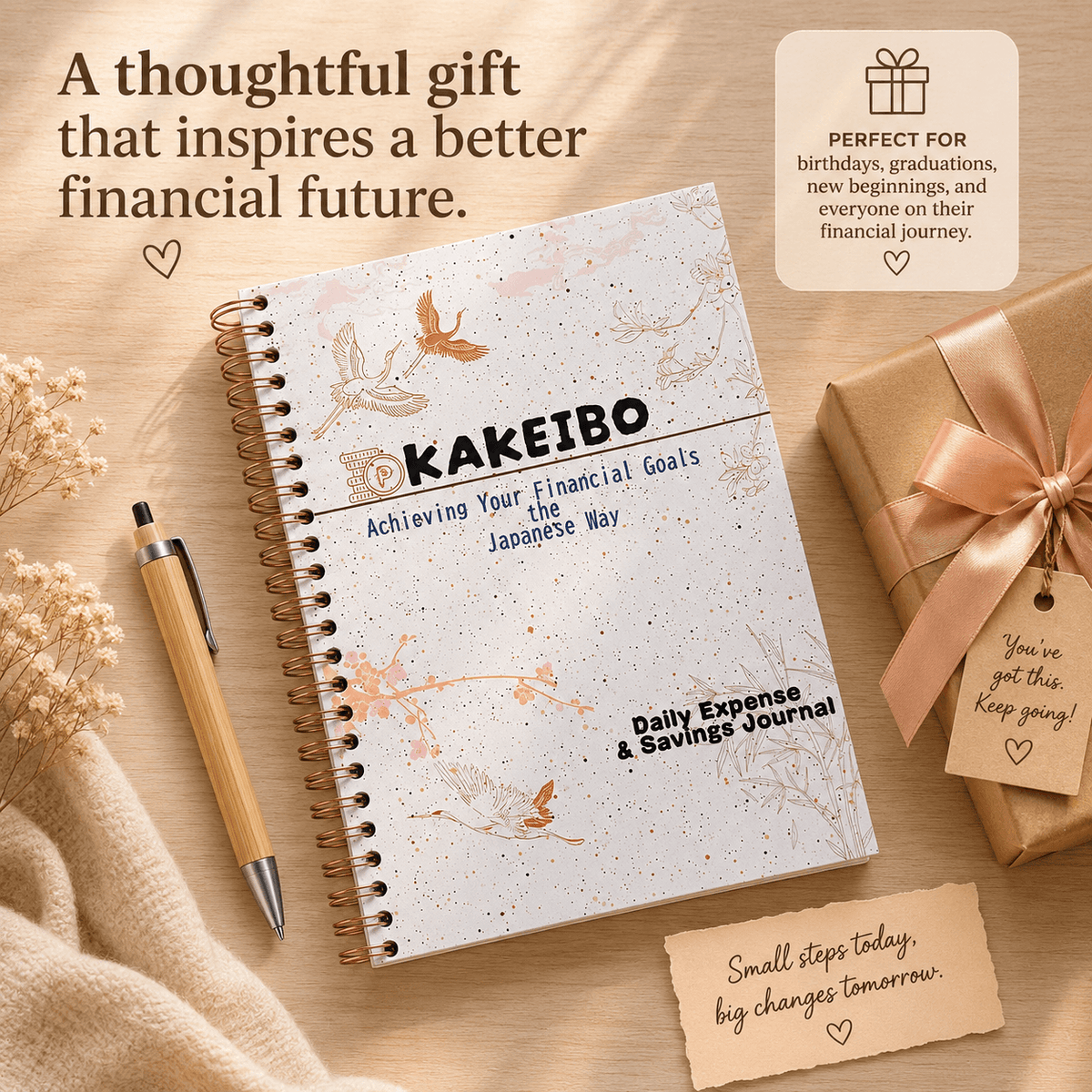 Kakeibo Expense Tracker & Savings Journal Budget Planner Notebook Financial Planner with Free Pen, Magnetic Bookmark and Magnetic Index tab