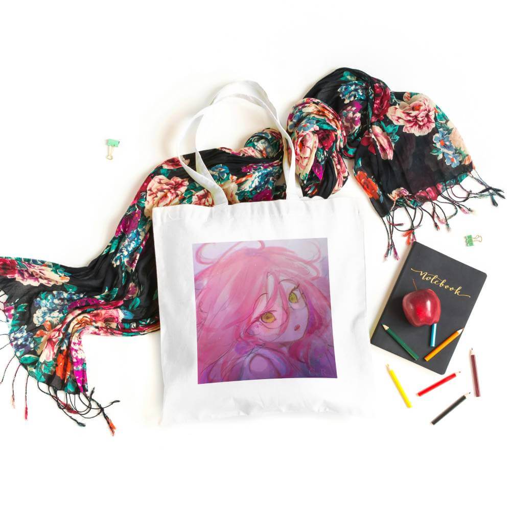 Kyi Su Collab Alien Stage MiziSua Fanmade Art Design Canvas Tote Bag with Zipper